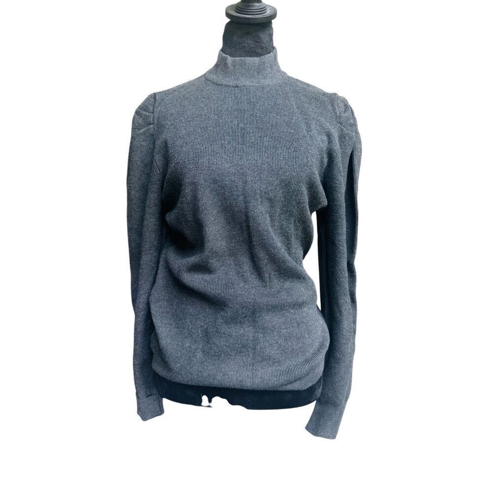 Cielo Gray Turtleneck Sweater Women’s XL Long Sleeve Soft Knit Puff Shoulder